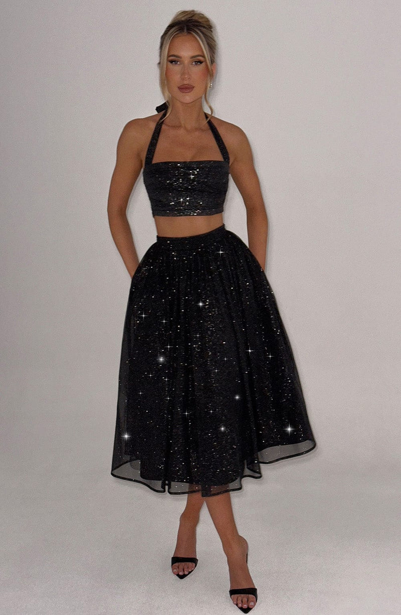 Alani Crop Top - Black Sparkle