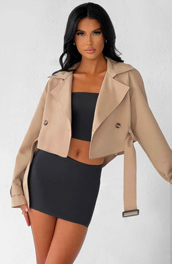 Caprice Cropped Trench Coat - Beige