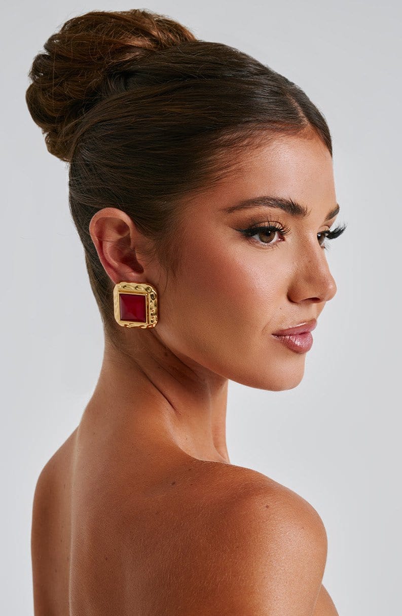 Kennedy Earrings - Red/Gold