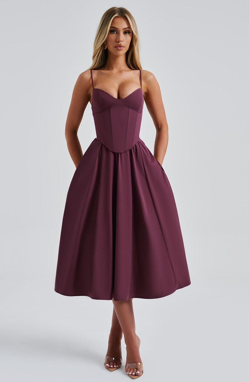 Mariella Midi Dress - Cherry Lacquer