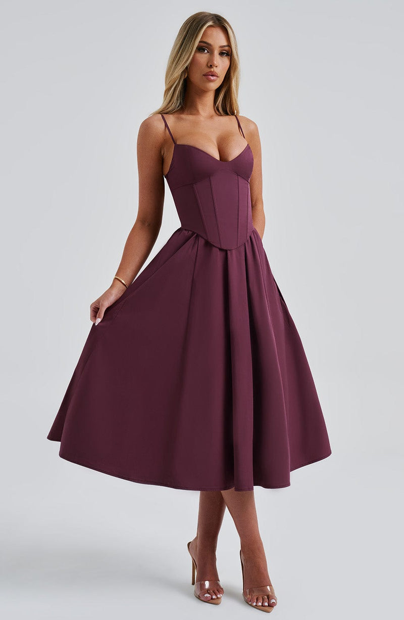 Mariella Midi Dress - Cherry Lacquer