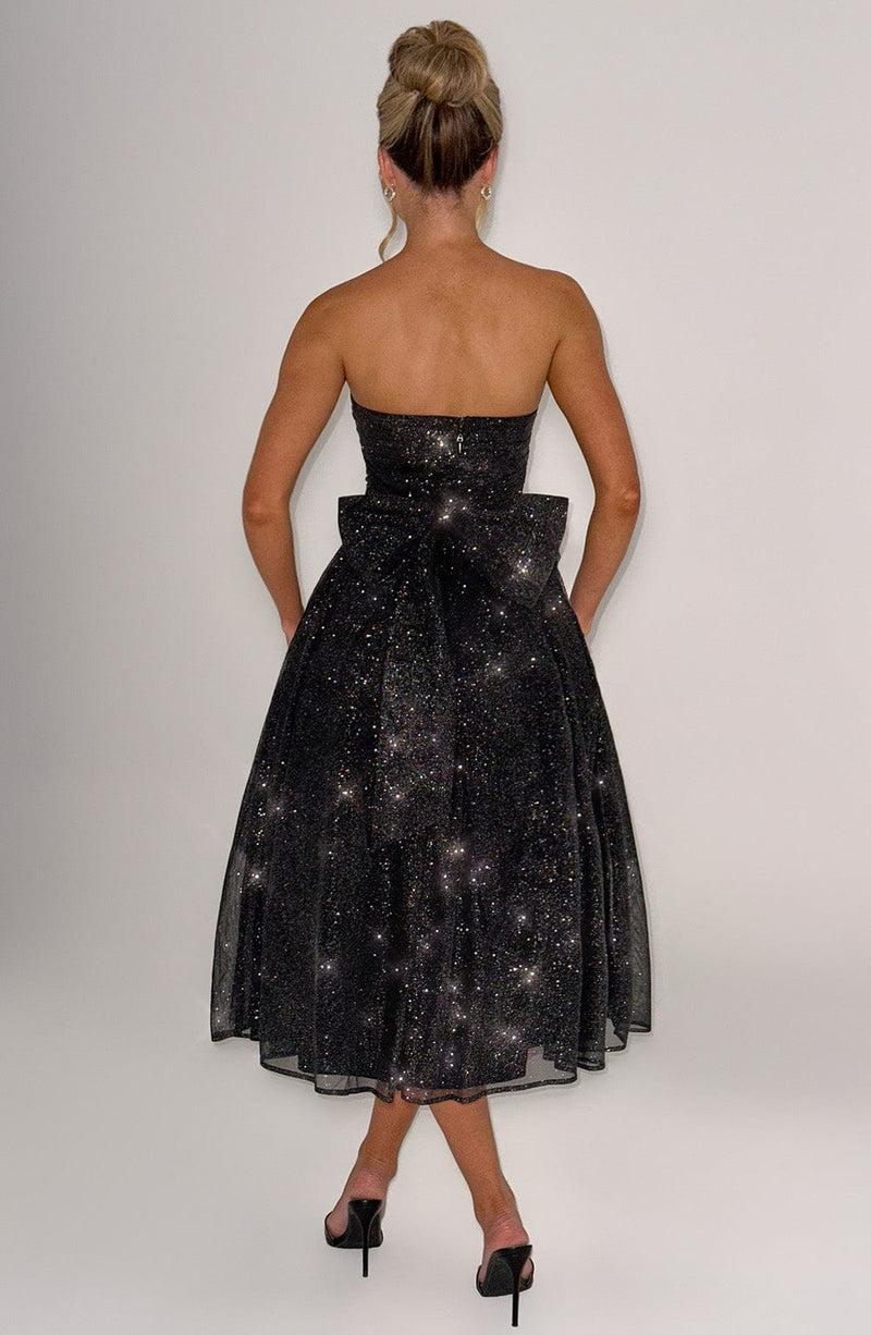 Marissa Midi Dress - Black Sparkle