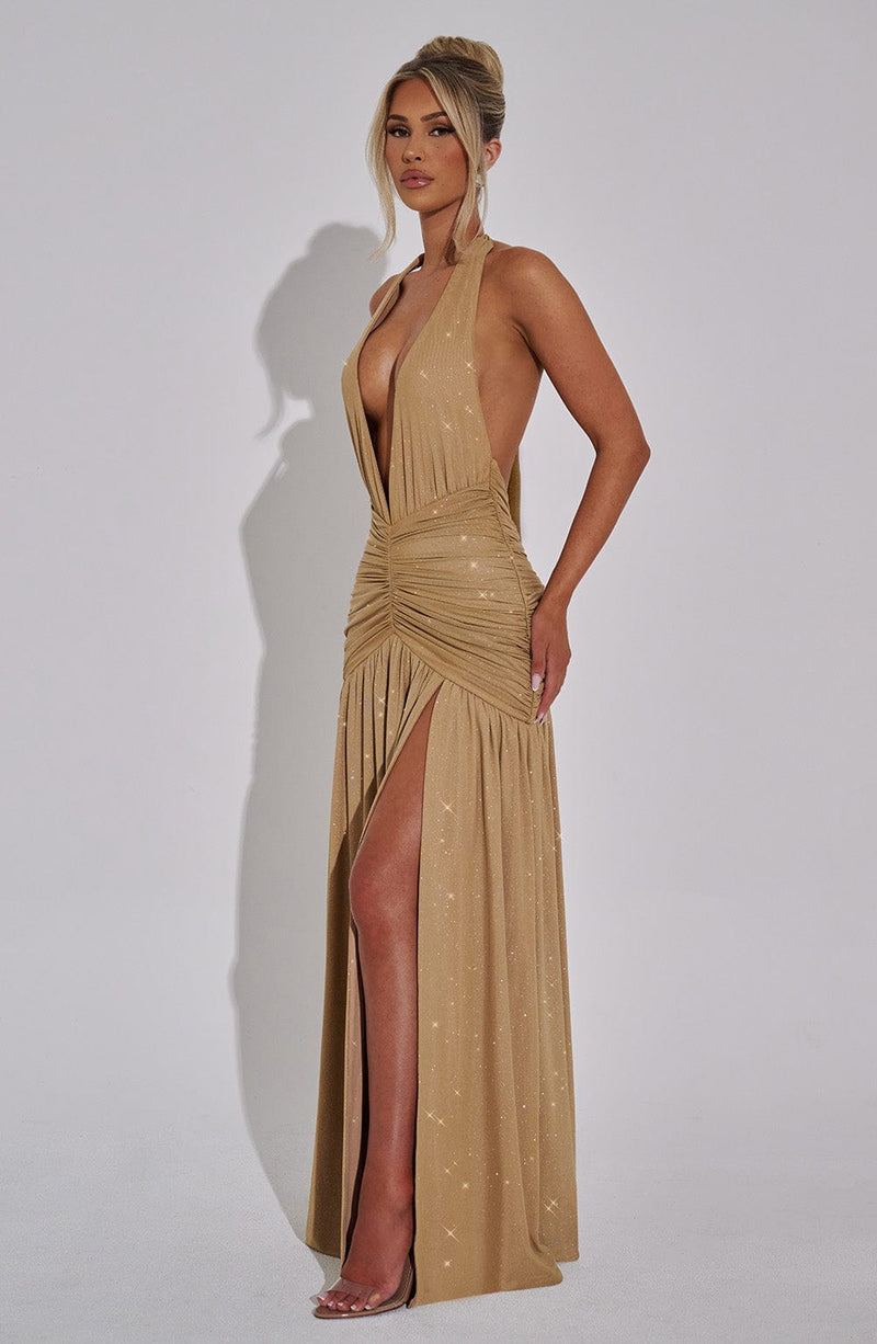 Melania Maxi Dress - Gold Sparkle