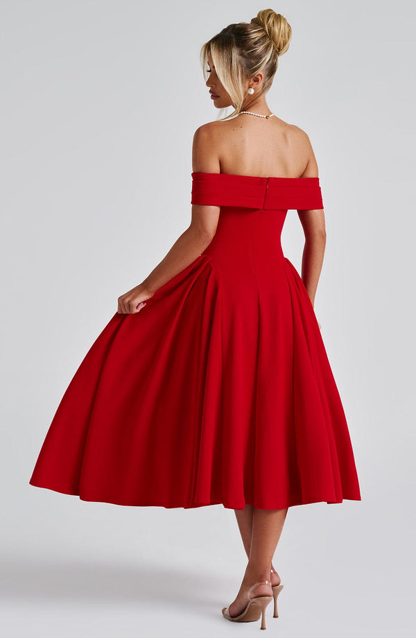 Miranda Midi Dress - Red