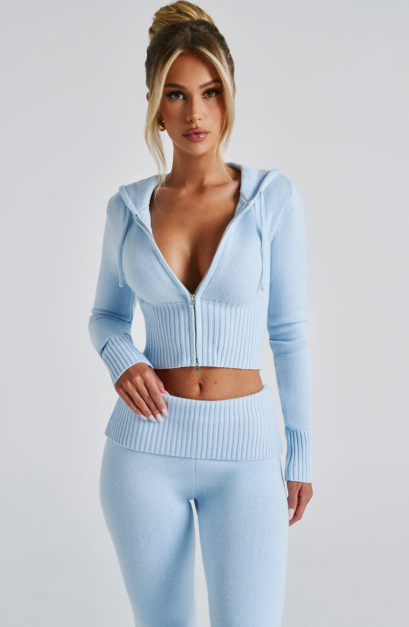 Portia Knit Hoodie - Baby Blue