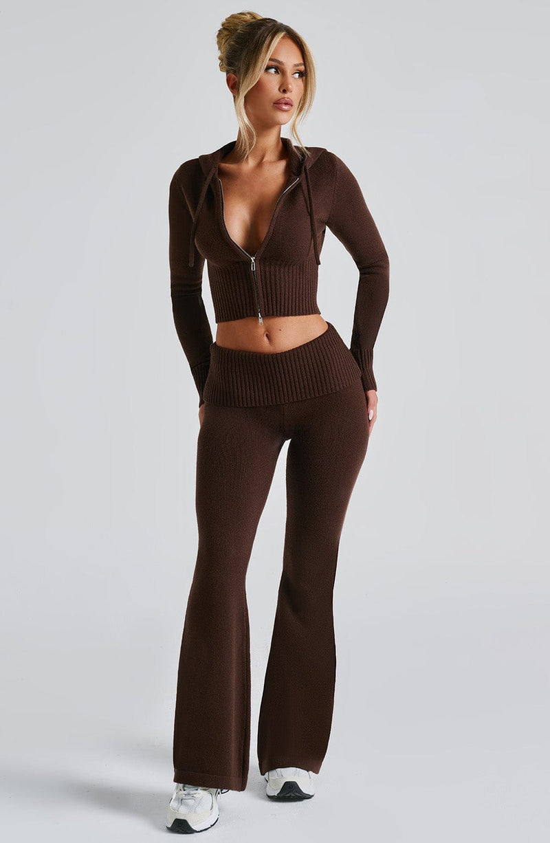 Portia Knit Hoodie - Chocolate