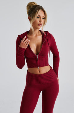 Portia Knit Hoodie - Red